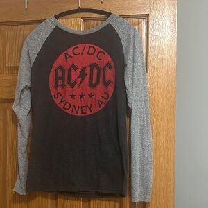 AC/DC Unisex Baseball Shirt Red and Gray Size L